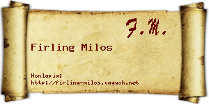 Firling Milos névjegykártya